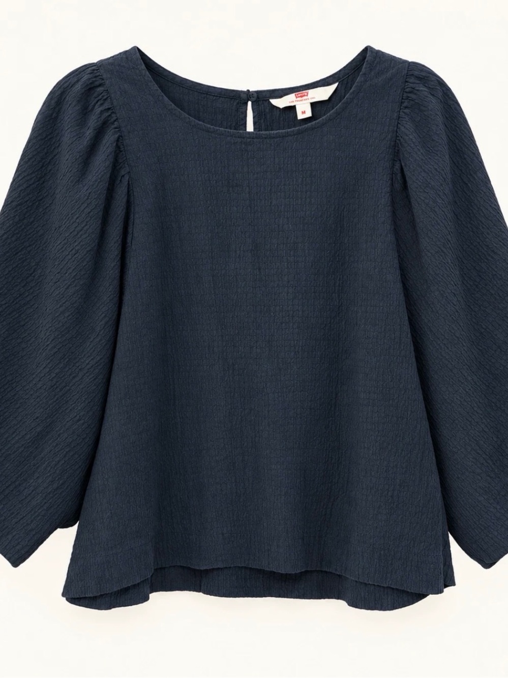 Levi's Navy Textured Puff-Sleeve Blouse